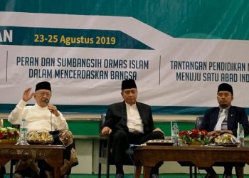 Pengasuh Tebuireng KH Salahuddin Wahid (2006-2020) saat menjelaskan Pendidikan Islam pada acara 120 Pesantren Tebuireng (Ist)